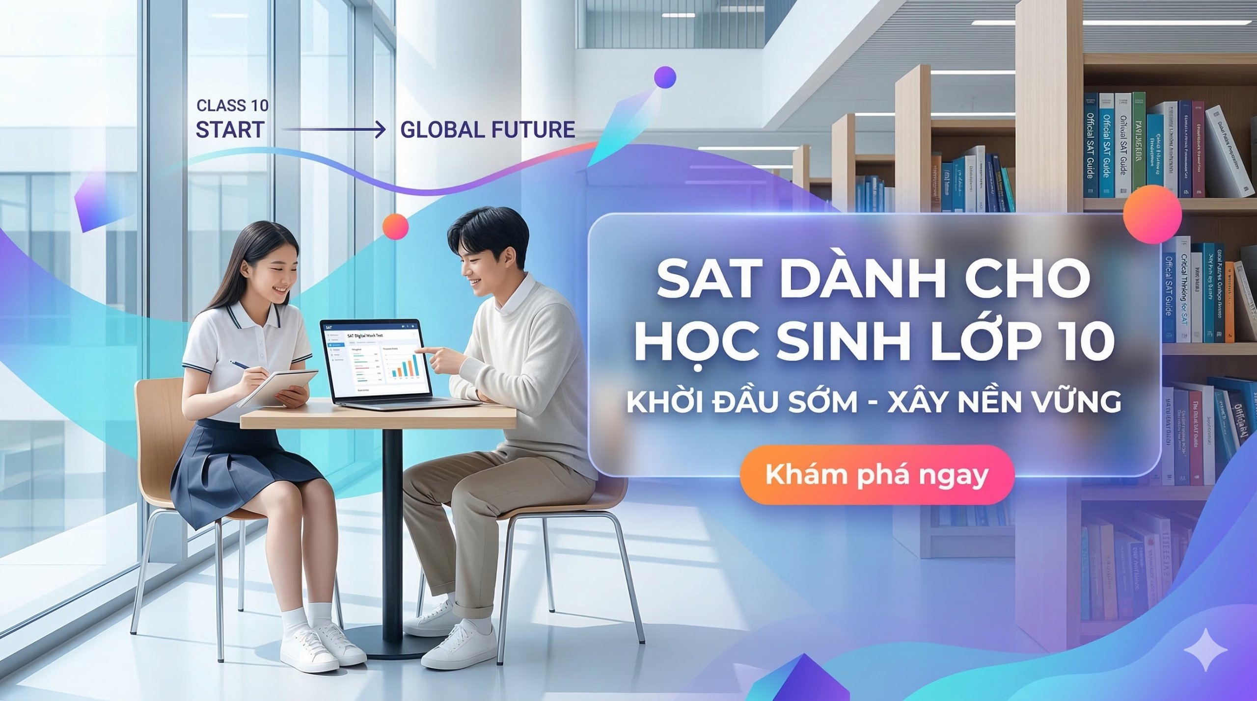 SAT dành cho học sinh lớp 10 là hướng chuẩn bị sớm rất đáng cân nhắc nếu phụ huynh và học sinh muốn xây nền tảng học thuật vững, làm quen với tư duy của kỳ thi chuẩn hóa quốc tế và giảm áp lực ở giai đoạn lớp 11–12. Bắt đầu từ lớp 10 giúp học sinh có thêm thời gian củng cố tiếng Anh học thuật, rèn tư duy Toán, làm quen với format SAT mới và từng bước nâng điểm theo lộ trình bài bản. Trong bài viết này, đội ngũ chuyên viên tại giasusat.com sẽ phân tích rõ vì sao nên học SAT từ lớp 10, cần chuẩn bị những gì và đâu là cách ôn tập phù hợp để đạt hiệu quả tốt ngay từ giai đoạn đầu.