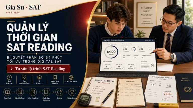 Quản Lý Thời Gian SAT Reading: Cách Phân Bổ 64 Phút Tối Ưu